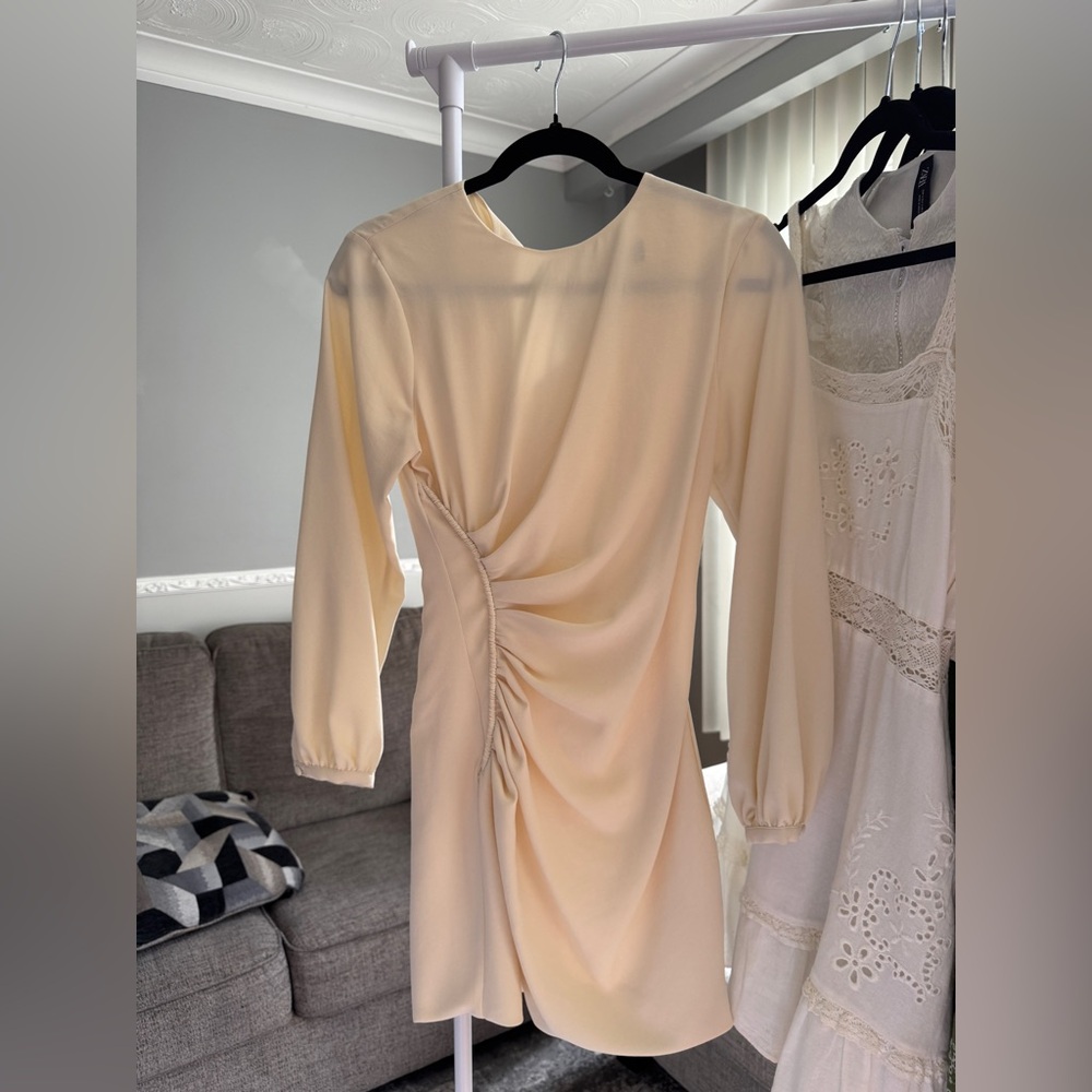 Zara Cream Long Sleeve Dress